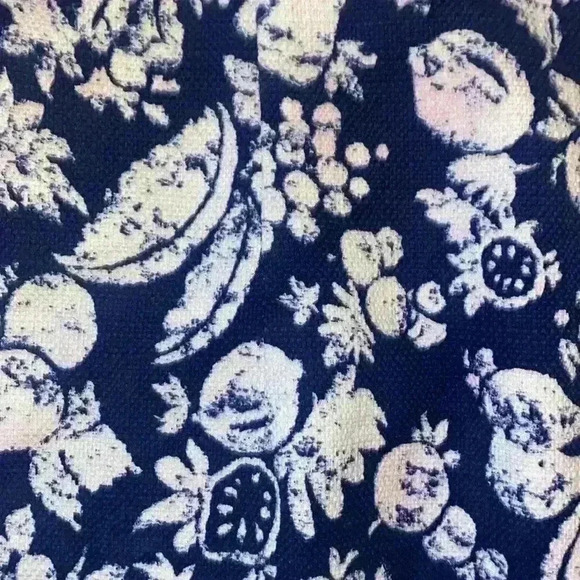 Talbots Blue White lined Dress Mixed Fruit design size 6 - Picture 2 of 8